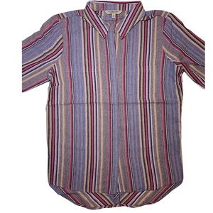 LIVERPOOL Blouse Tunic Shirt Size Medium Long Sleeve Striped Button Down